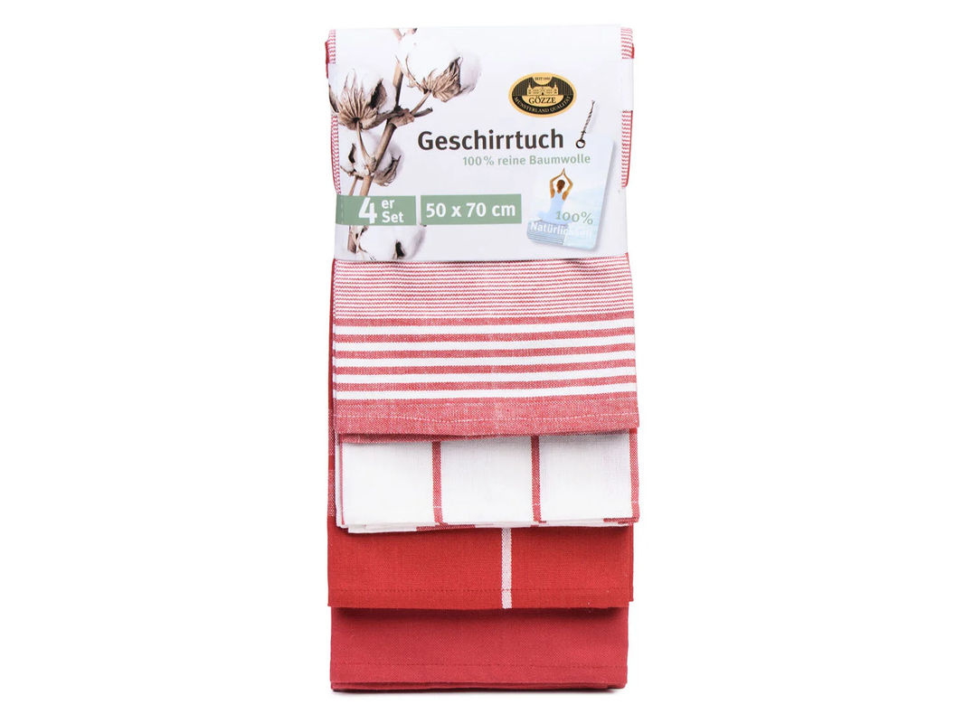 GÖZZE Geschirrtücher 4er Pack aus Baumwolle, Rot, B: 50 cm, H: 70 cm - Bild 2
