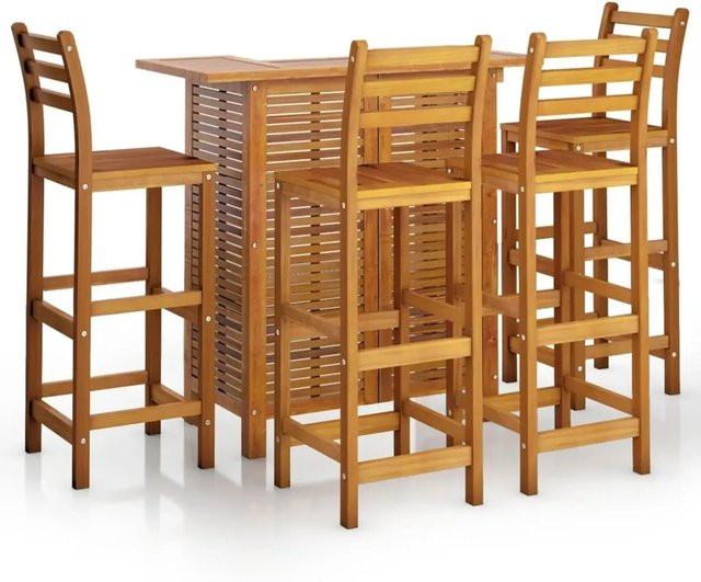 vidaXL 5-teiliges Gartenbar-Set aus Akazien-Massivholz in Braun - Bild 1