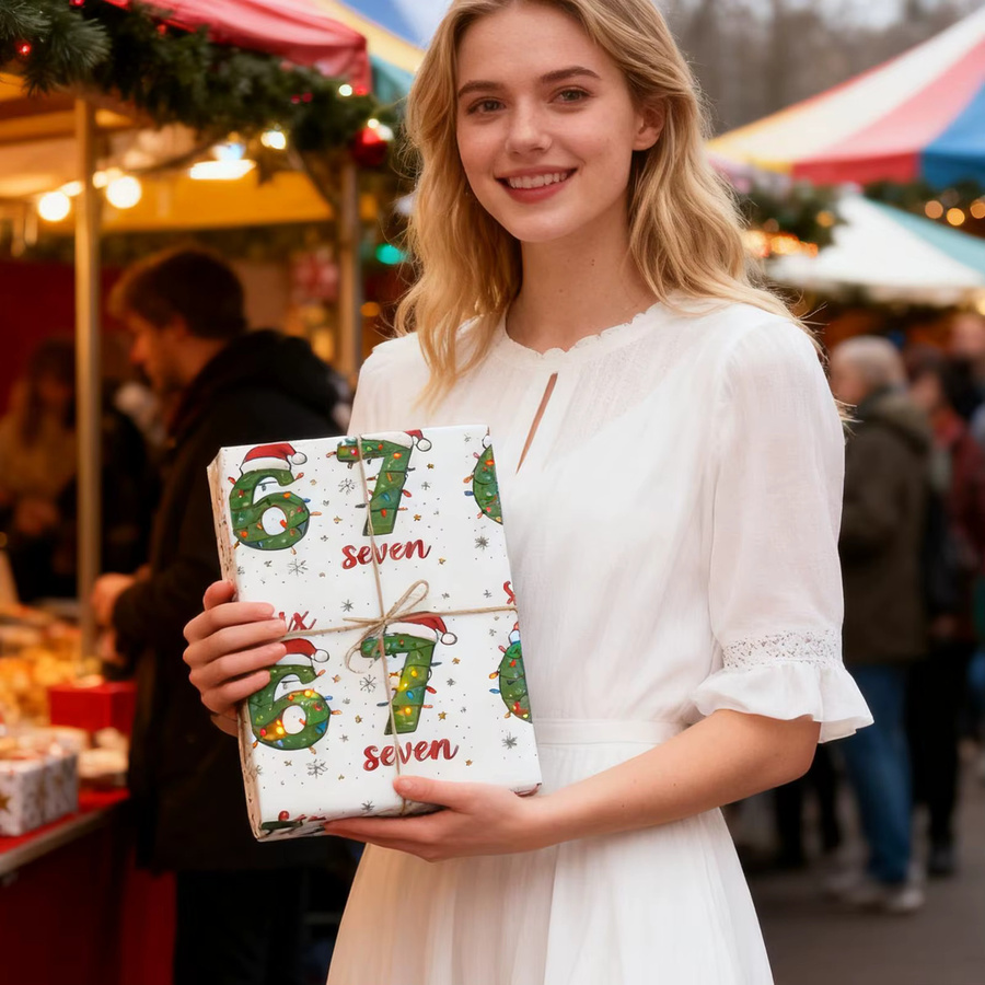 Vintage 67-Meme Geschenkpapier für Weihnachtsdekorationen, mehrfarbig - Bild 3