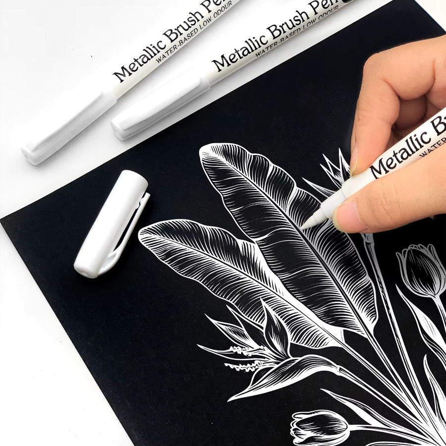Weißer Acrylmarker Permanent mit Pinselspitze für Stein, Keramik, Glas, Holz und Metall - Bild 6