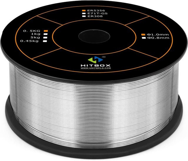 HITBOX Aluminium-Schweißdraht für gasloses MIG-Schweißen, Silber, 0,5 kg, 1,0 mm - Bild 1
