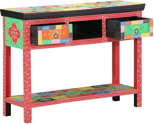 vidaXL Konsolentisch mit Schubladen aus Mango-Holz, Mehrfarbig, B/T/H: 100 x 30 x 77 cm - Bild 1