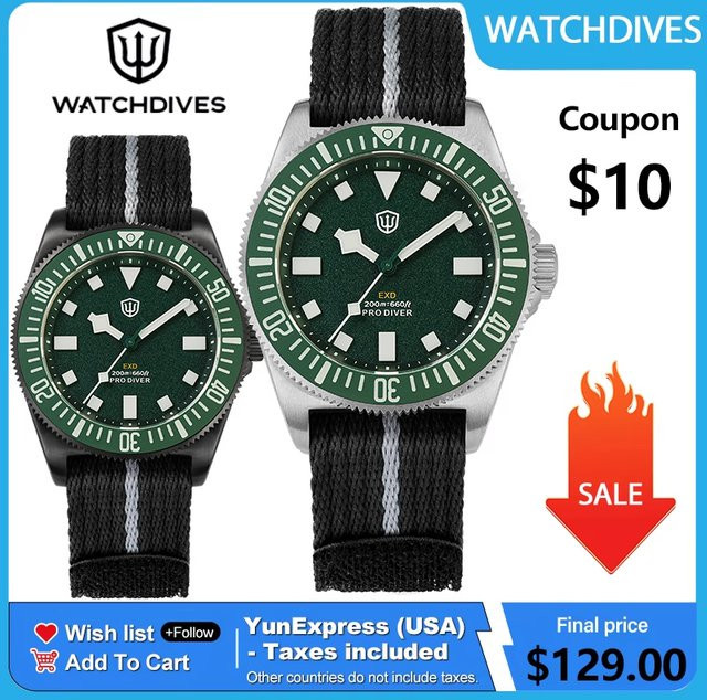 Watchdives Armbanduhr Titan, Quarz, 40 mm, Textil/NATO, Unisex - Bild 1