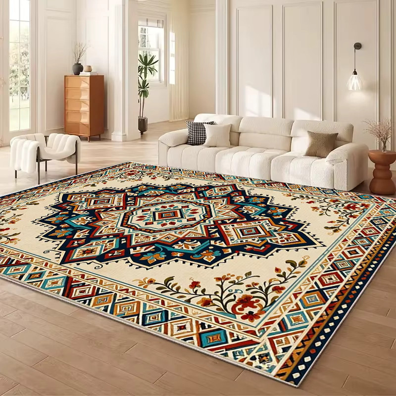 RAKKS Luxuriöser böhmischer Kristallteppich in Multicolour, tieffloriger orientalischer Teppich für Wohnzimmer, Schlafzimmer und Küche - Bild 2