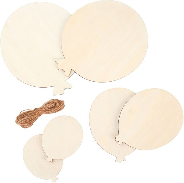 Graine Creative Holz-Luftballons aus Sperrholz im 6er Set, Beige, zum Aufhängen für Partys, Geburt & Taufe - Bild 1