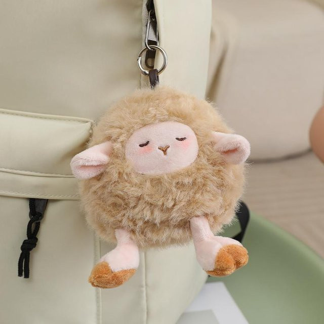 Schlüsselanhänger schlafendes Schaf, beige, 10cm, Unisex - Bild 1