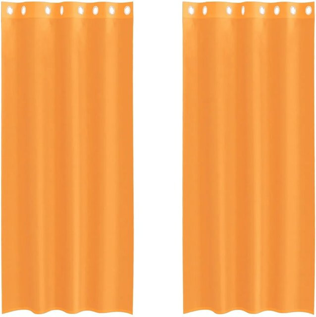 vidaXL Voile Vorhänge mit Ösen, 2 Stück, Orange, B: 140 cm, H: 245 cm - Bild 1