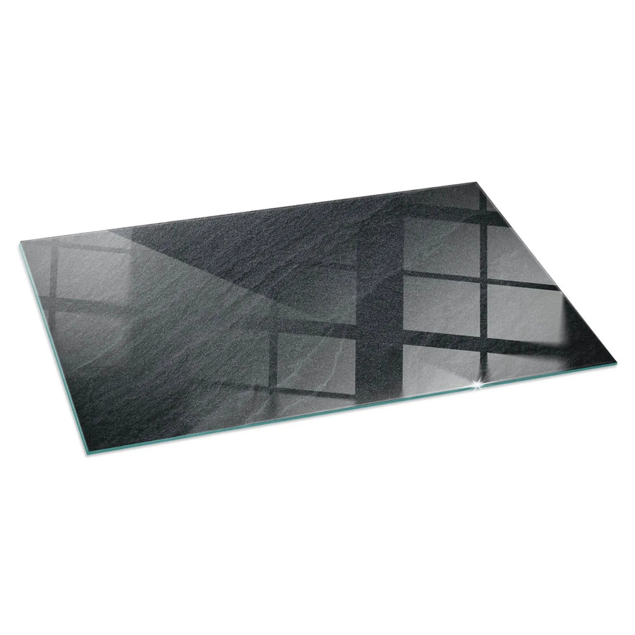 Tulup Glasplatte für Kamin in Schwarz mit Natursteinstruktur, Vorlegeplatte für Kaminöfen, B/T: 140 x 70 cm - Bild 2