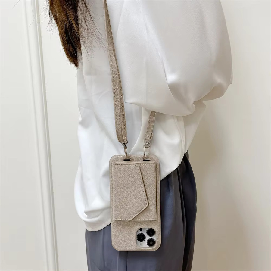 Leder Crossbody Lanyard Brieftasche und Handyhülle für Apple iPhone in Purple - Bild 2