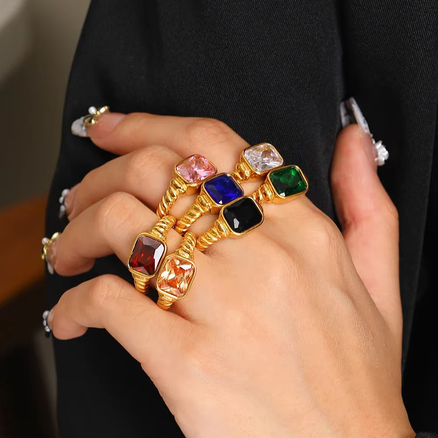 Erpels Ring, mehrfarbige Kristall, vergoldet - Bild 3