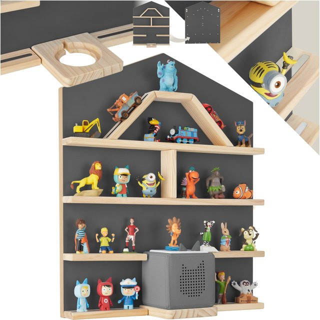 tectake Wandregal Mylittle Story für bis zu 50 Tonies in Haus Optik mit Magnetstreifen, Anthrazit, B/T/H: 50 x 15,5 x 60 cm - Bild 1