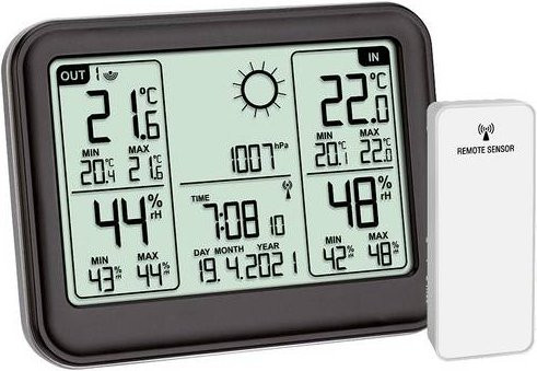 TFA Dostmann MEMO 35.1141.01 Funk-Wetterstation mit 12 bis 24 Stunden Vorhersage in Schwarz - Bild 1