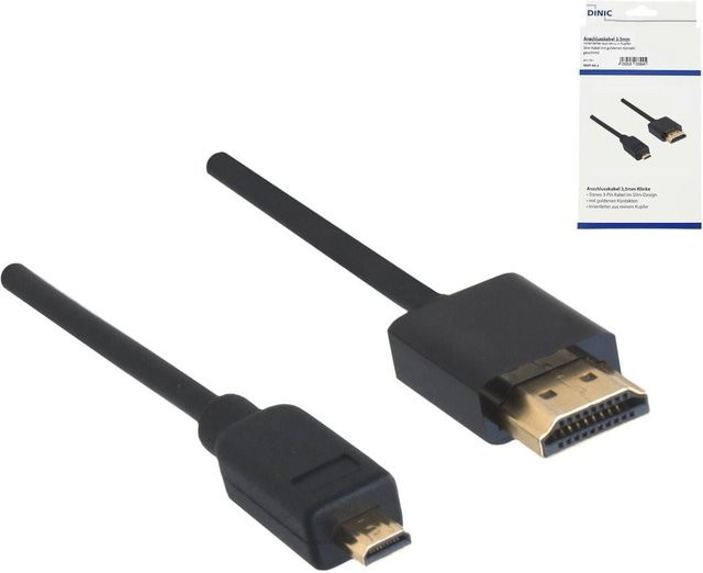 DINIC HDMI Kabel A auf Micro HDMI D, schwarz, Länge: 2,00 m - Bild 1
