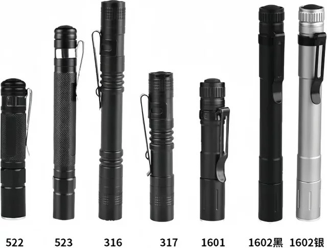 JIASHUAIXIN Tragbare LED-Mini-Stift-Taschenlampe mit Clip und Zoom, Schwarz - Bild 1
