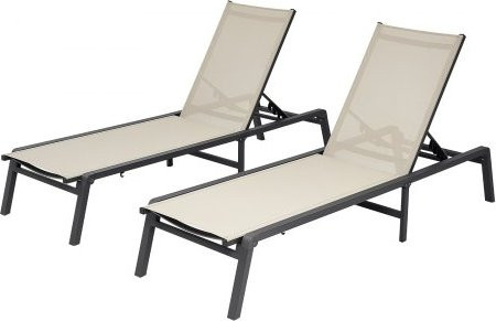 VEVOR Outdoor Chaise Lounge Chair Set aus 2 Stück, beige, klappbare Sonnenliegen aus Aluminiumlegierung mit Textilene-Stoff und 5 verstellbaren Positionen - Bild 1