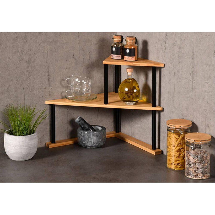 Kesper Eckregal aus Bambus in Natur, freistehend, B/H/T: 29,5 x 39 x 52 cm - Bild 2