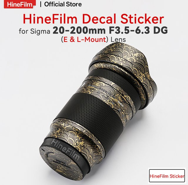 Hinefilm Skin Objektivaufkleber für Sigma 20-200 Sony / L Mount in Schwarz als Objektivschutzhülle - Bild 1