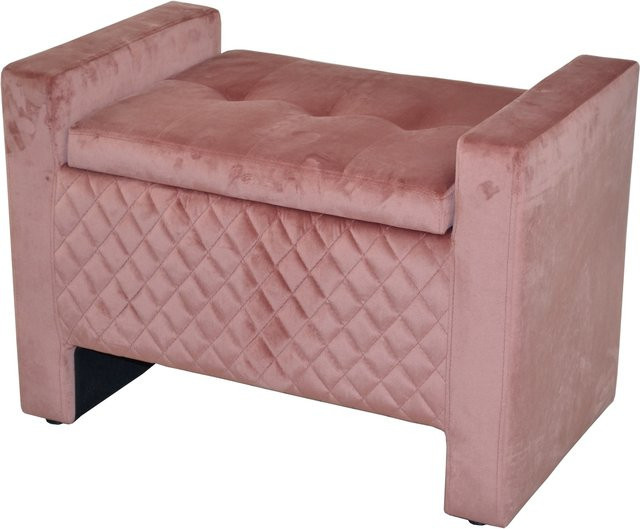 Sitzbank Hilde mit Stauraum von Möbel direkt online in Pink mit Samtbezug, Höhe: 45 cm, Breite: 56 cm, Tiefe: 56 cm - Bild 1
