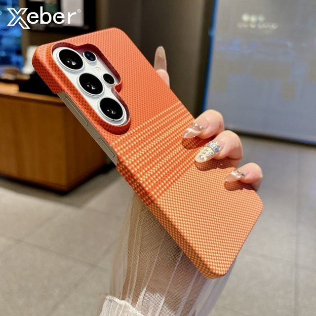 Ultradünne MagSafe Carbonfaser-Hülle für Samsung Galaxy S26 S25 Ultra S24 Plus A16 A17 Stoßfeste PC-Abdeckung für kabelloses Laden in Schwarz, Gelb oder Orange - Bild 1
