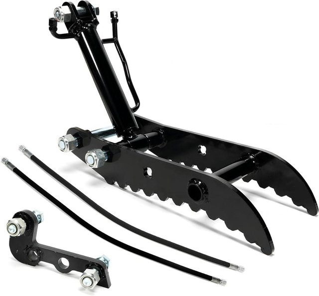 Hydraulische Bagger-Daumenklemme aus Manganstahl mit 3 Löchern und L-förmiger Halterung in Schwarz - Bild 1