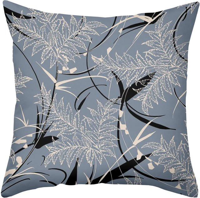 Dekorativer Kissenbezug von JMG Clothing mit blauem Blattmuster aus Polyester, B/H: 40 x 40 cm - Bild 1
