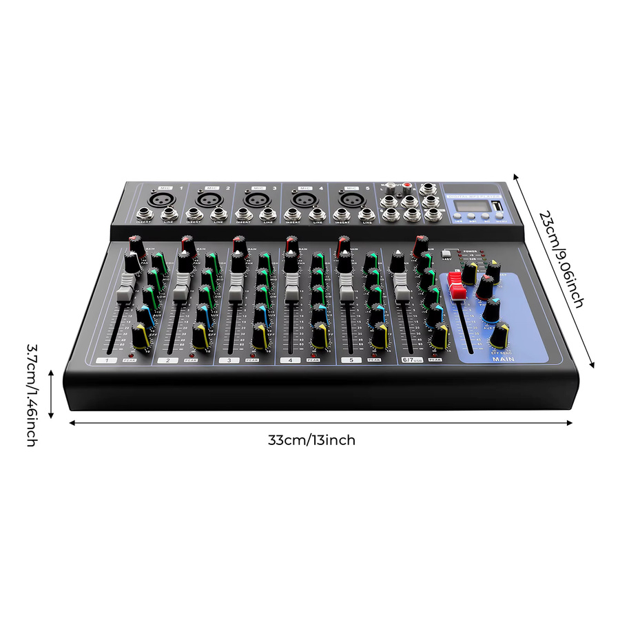Professioneller 7-Kanal Audio-Mixer in Schwarz für Heim-KTV und Musikaufnahmen - Bild 6