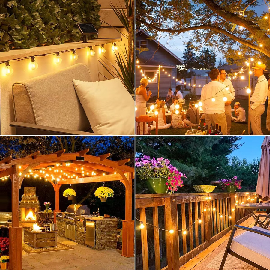 KIKIELF Solar LED Lichterkette für den Außenbereich mit transparenten Kugelleuchten für Garten, Terrasse und Party - Bild 5