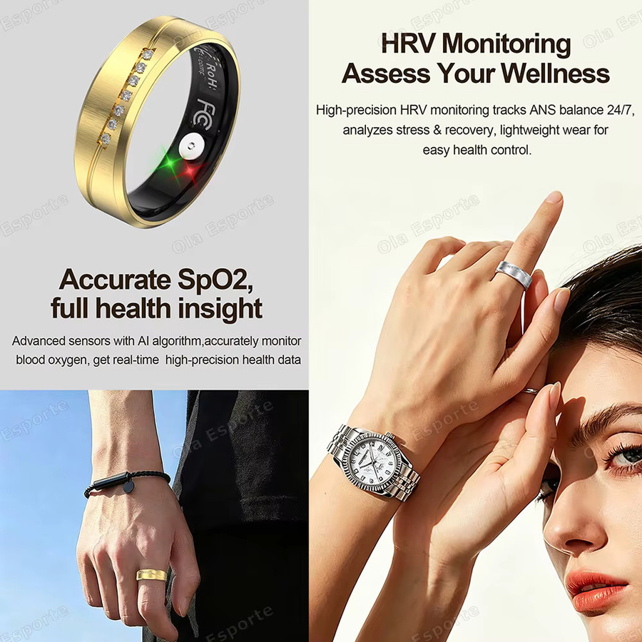 Ola Esporte Smartring in Silber mit Vibrationsfunktion, Herzfrequenz- und Körpertemperaturmessung sowie Anruf- und Weckfunktion für dich - Bild 4