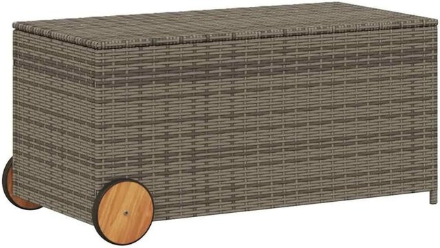 Furnicato Gartentruhe aus Poly Rattan in Grau mit Rollen und 190l Fassungsvermögen - Bild 1