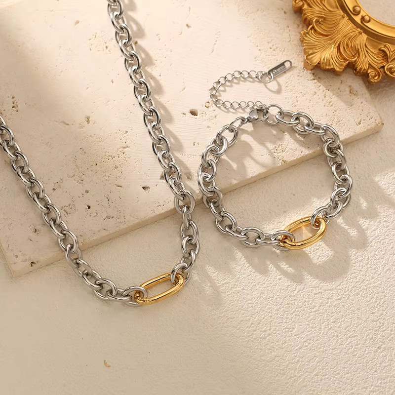 EILIECK Schmuck-Set Halskette, Armband, Edelstahl, Silber, Damen - Bild 3
