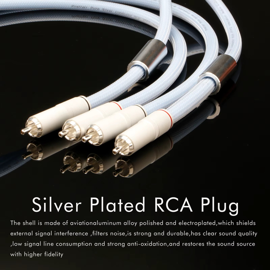 Preffair RCA-Signalkabel aus 5N reinem Sterlingsilber in Silber - Bild 2