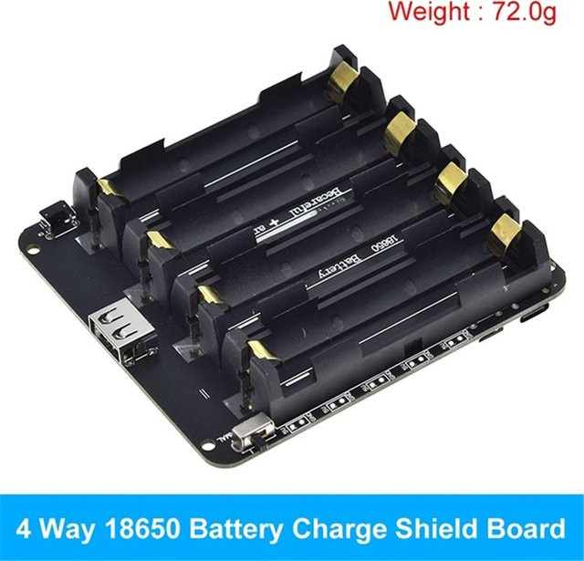 ALLOET 18650 Batteriehalter Zweispannungs-Lithium-Batteriemodul mit Micro-USB Mobile Power Erweiterungsplatine für Raspberry Pi in Schwarz - Bild 1