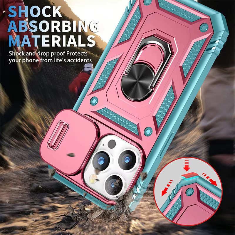 Stoßfeste Panzerung Schutzhülle in Schwarz für iPhone 15, 14, 13 Pro Max und 13 Mini mit Auto-Halterung - Bild 3