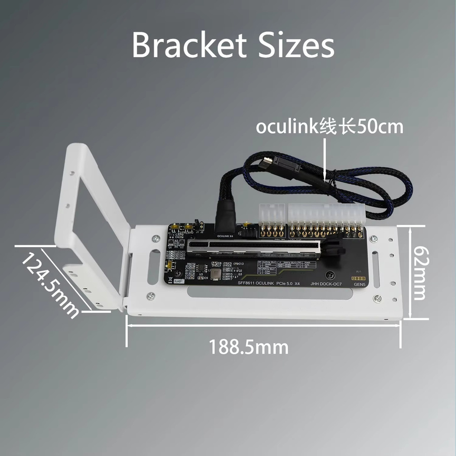 SPEEDIER OCuLink eGPU Dock PCIe 5.0 X4 GDP externe Grafikkarten-Dockingstation Adapter von M2 SFF8611 zu X16 ATX SFX für Notebook und Laptop - Bild 2