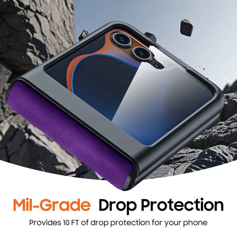 BANGZAO Schutzhülle aus mattem PU-Leder mit Scharnierschutz und Displayschutzfolie für Motorola Razr 70 2025, Razr 60 2025 und Razr 50 2024 in Lila - Bild 5