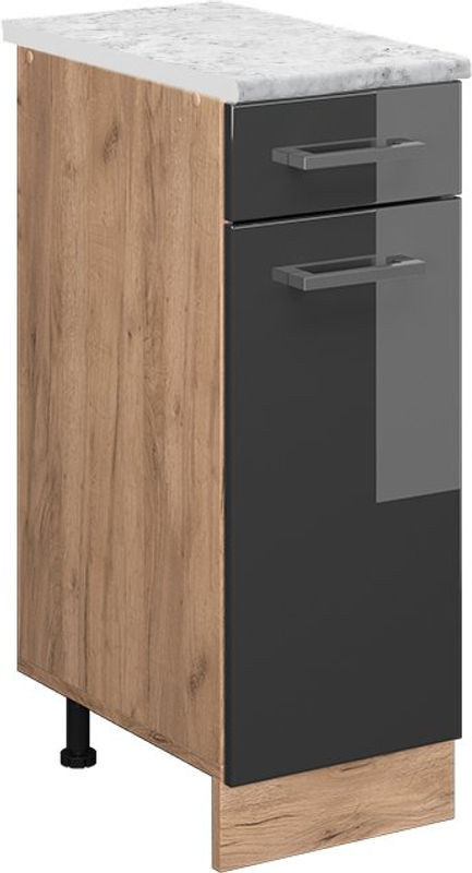 Schubladenschrank R-line von Vicco in Anthrazit Hochglanz mit Ap Marmor, Breite: 30 cm, Höhe: 81,6 cm, Tiefe: 46 cm - Bild 1