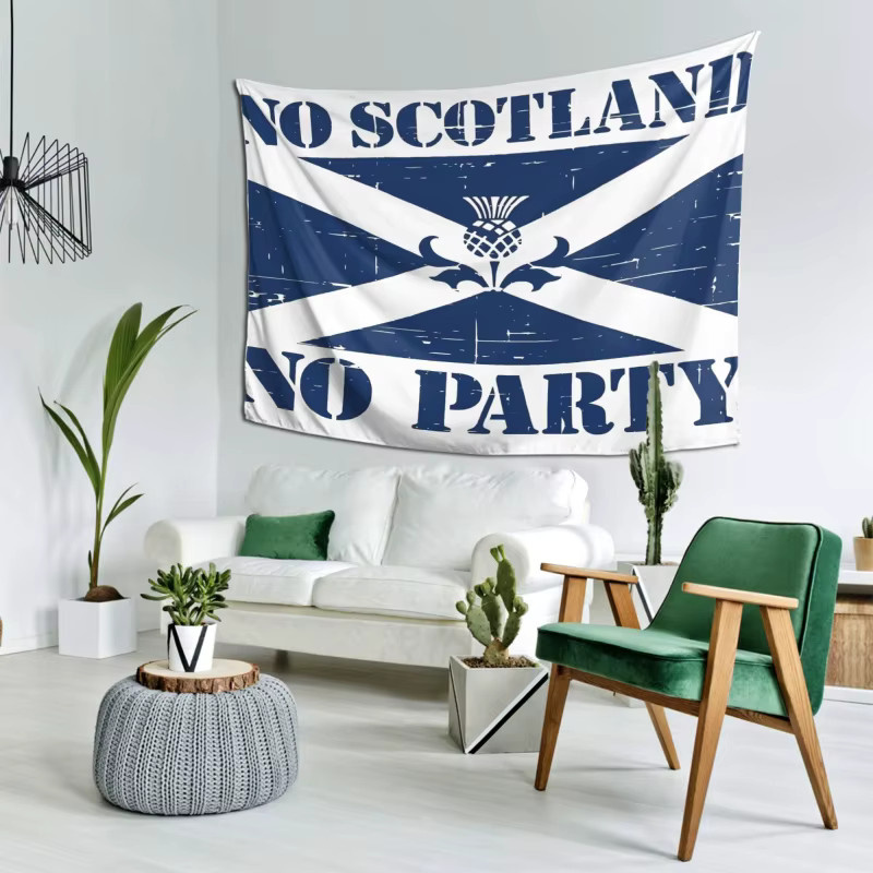 VIKAMA Wandteppich No Scotland No Party mit schottischem St. Andrew's-Kreuz und Distelmotiv in Blau, B/H: 40 x 60 cm - Bild 4