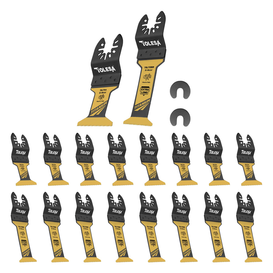 TOLESA 16-teiliges Extra-Langes Titan-Oszillierendes Sägeblatt-Set aus Bi-Metall für Metall, Holz und Kunststoff in Silber - Bild 7