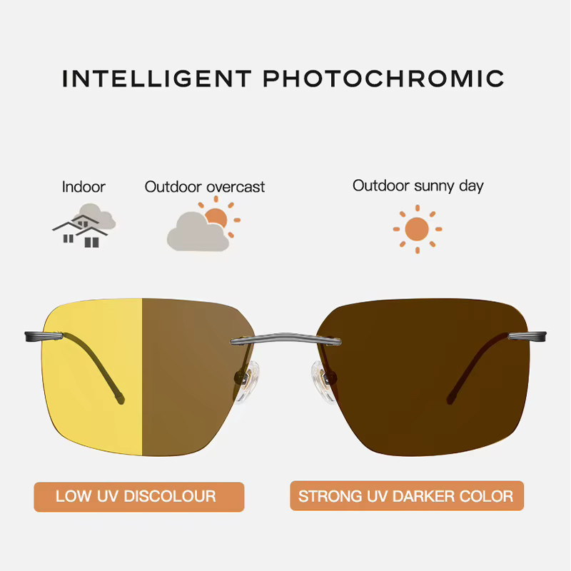 CAPONI Sonnenbrille, Herren, randlos, Titan, gelb, rechteckig - Bild 3