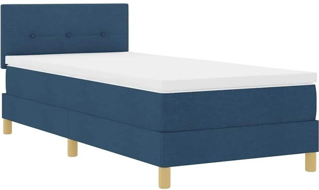 vidaXL LED Boxspringbett mit Matratze in Blau, Hybrid-Matratze, mit USB-Ladeanschluss und Unterbettbeleuchtung, B/T: 160 x 200 cm - Bild 1