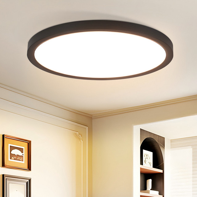 NETTLIFE LED-Deckenleuchte Schwarz, 18W, rund, Durchmesser: 23 cm, Höhe: 2,4 cm, IP44 wasserdicht - Bild 1