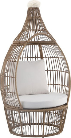 BETTER GARDEN Ei-Sessel aus Rattan mit Kissen in Braun und Weiß
