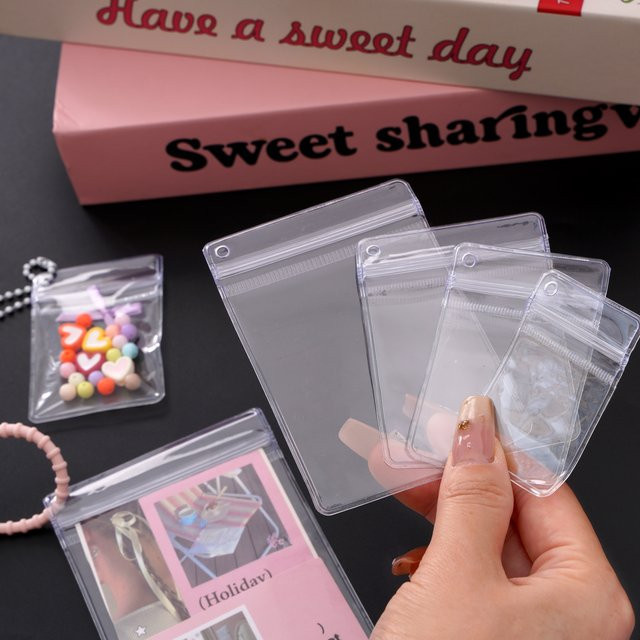 20 Stück Beadia Schmuck-Aufbewahrungsbeutel aus transparentem PVC mit selbstklebendem Verschluss für Armbänder, Halsketten und Ringe - Bild 1