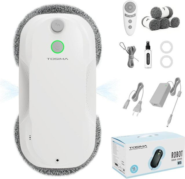 TOSIMA W5 Fensterreinigungsroboter mit Doppelspray in Weiß von Teendow Smart Home mit Edge Cleaning Funktion - Bild 1