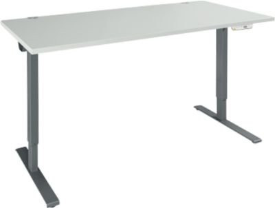 Schäfer Shop Genius Schreibtisch AERO FLEX, elektrisch höhenverstellbar, T-Fuß, Breite: 120 cm, lichtgrau/anthrazit - Bild 1
