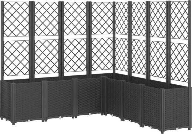 vidaXL Pflanzkübel mit Rankgitter aus Polypropylen in Schwarz, B/T/H: 160 x 160 x 140 cm - Bild 1