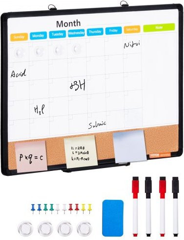 VEVOR 2-in-1 Magnetisches Whiteboard und Korkboard mit Monatskalender und Aluminiumrahmen, B/H: 61 x 46 cm - Bild 1