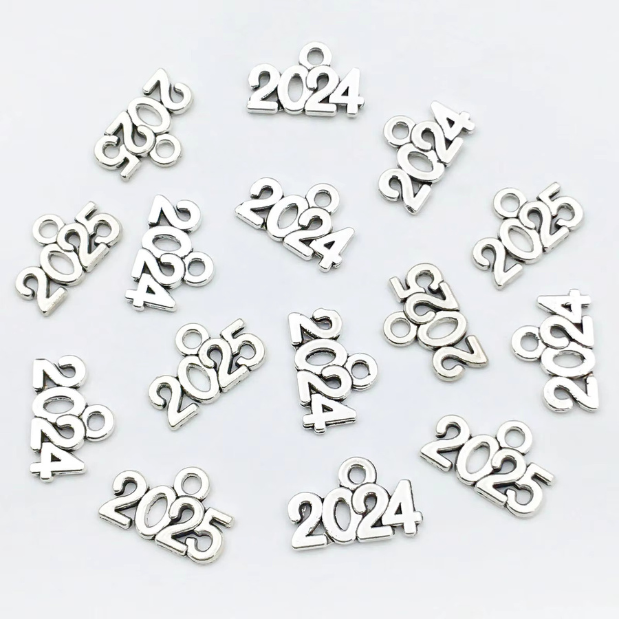 Jahresanhänger silbrig, Vintage, Unisex, 9 x 13 mm - Bild 2
