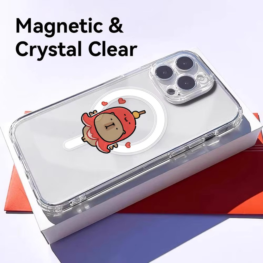 Transparente Capybara Handyhülle für Apple iPhone 12 bis 17 Pro Max Plus mit Magnetfunktion und kabellosem Laden - Bild 2