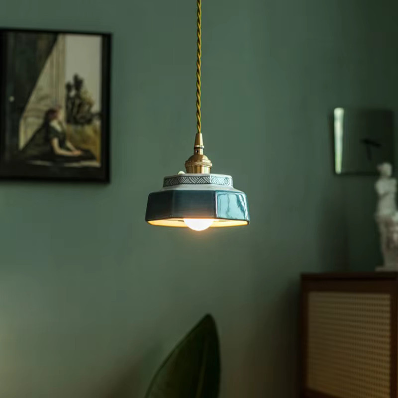 Ramalho LED Pendelleuchte aus Keramik in Gold/Messing für Esszimmer, Küche und Schlafzimmer - Bild 2